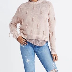 Madewell Knit Sweater Size XS Pink Cream Tasseled